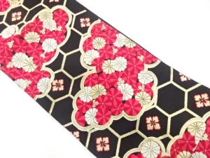 アンティーク　雲に菊・亀甲繋ぎ模様織り出し袋帯（着用可）